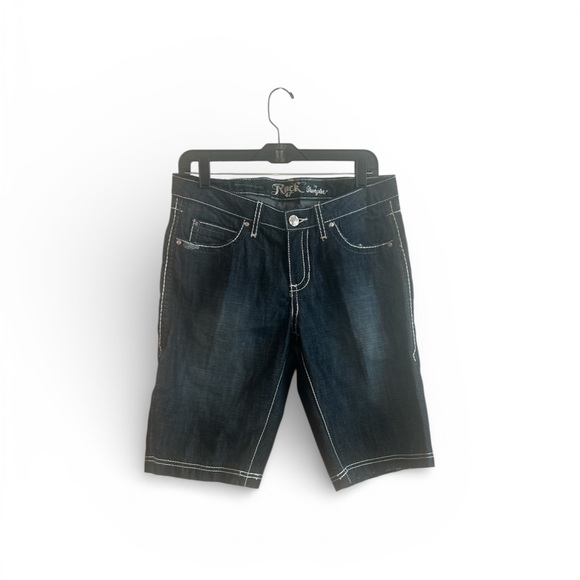 Rock Revival Men's Dark Blue Ultra Low Rise Jean Shorts - Picture 2 of 6